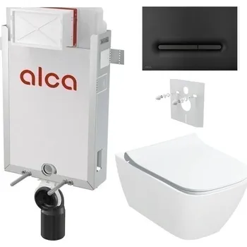 Alcadrain Set modul k zazdění, WC Smyle Sq., sedátko s tlač.černá mat M1878 KAE169