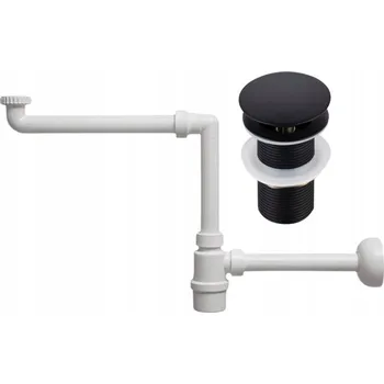Sifon TELESKOPICKÝ UMYVADLOVÝ SIFON NASTAVITELNÝ + ZÁTKA KLIK KLAK BEZ PŘEPADU ČERNÁ