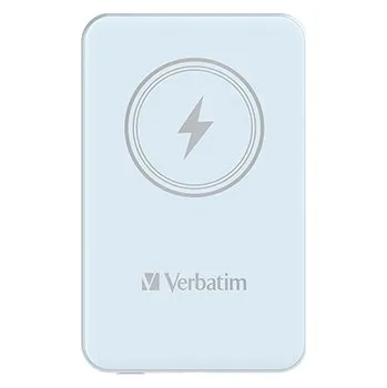 Powerbanka Verbatim, power banka s bezdrátovým nabíjením, 5V, nabíjení telefonu, 32242, 5 000mAh, magnetické připevnění, modrá
