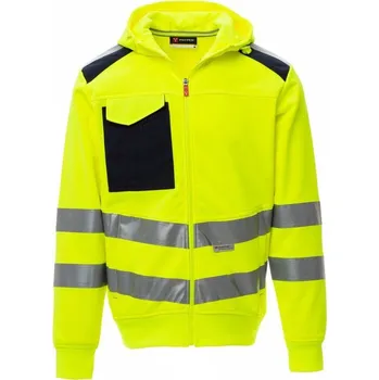 Pánská mikina Payperwear Leader mikina s kapucí a reflexními pruhy Barva: žlutá fluo - modrá námořní, Velikost: XXL