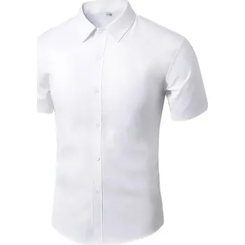 Pánská košile Pánská košile s dlouhým rukávem ve formálním slim střihu Velikost: 5XL, Barva (Varianta): Short sleeve shirt White