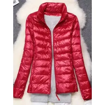 Dámská parka Dámská zimní bunda s prošíváním – ultralehká, péřová, do -10°C Barva: Červená, Velikost: XL