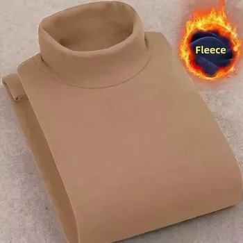 Pánský svetr Pánský fleecový rolák – zateplený na zimu s dlouhým rukávem Barva: Khaki, Velikost: 5XL