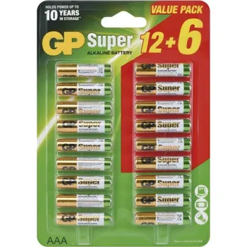 Článková baterie GP SADA 18ks alkalické baterie SUPER AAA (LR03) B1311K