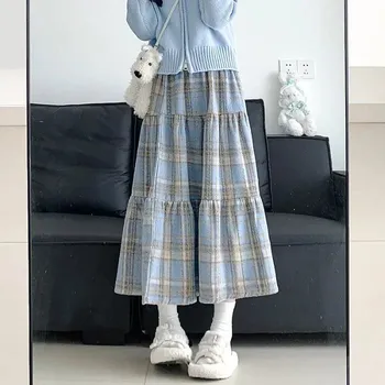 Dámská sukně Kostkovaná sukně – střední délka, vysoký pas Barva: Modrá, Velikost: M