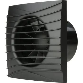 Domácí ventilátor Tichý koupelnový ventilátor Dalap 100 DARK ZW s časovačem, hygrostatem a klapkou, Ø 100 mm, černý
