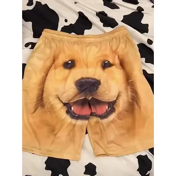 Pánské kraťasy Letní kraťasy s 3D potiskem psa Barva: Barevná, Velikost: M