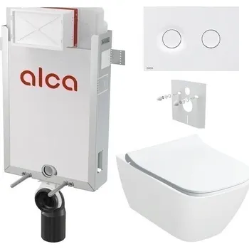 Alcadrain Set modul k zazdění, WC Smyle Sq., sedátko s tlač.bílá mat M1976 KAE170