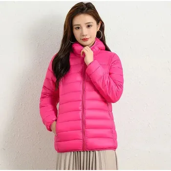 Dámská bunda Dámská zimní bunda – zateplený krátký kabát slim Velikost: L, Barva (Varianta): Hooded Rose Red