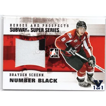 Sběratelská karetní hra 2009-10 ITG BRAYDEN SCHENN Heroes and Prospects Subway Super Series Jersey Limit 1