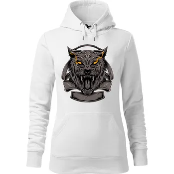 Dámská mikina DOBRÝ TRIKO Dámská mikina s potiskem Vlčí hlava Velikost dámské mikiny: S, Barva: Bílá