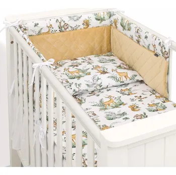 Příslušenství pro dětskou postel a kolébku 3-dílná sada Minky PIK Medvídci a jelen - 60/90X120 CM - Žlutá