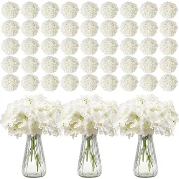 umělá květina VEVOR Umělé květiny , 305 ks, skutečné bílé hedvábné umělé hortenzie, velké množství, bílá falešná svatební dekorace se stonky pro DIY svatební kytice, domácí dekorace, aranžmá, dekorace na párty stoly