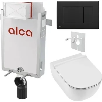 Alcadrain Set modul k zazdění, WC Mio, sedátko s tlač.černá mat M278 KAE143