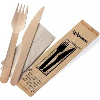 Krabice na pečivo Příborová sada - nůž + vidlička + ubrousek 16 cm / 60 sad