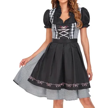 Dámské šaty Oktoberfest kostým – šaty servírky v bavorském stylu Barva: Černá, Velikost: S