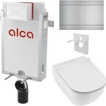 Alcadrain Set modul k zazdění, WC Mio, sedátko s tlač.nerez FUN-INOX KAE137