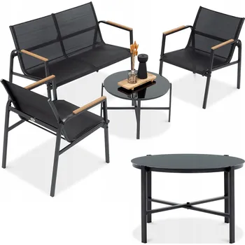 Zahradní sestava Sada zahradního nábytku kovová Focus Garden černá 4 ks