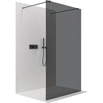 CERANO - Sprchová zástěna Walk-in Onyx Duo L/P - 10 mm - hranatá vzpěra - černá matná, grafitové sklo - 150x200 cm