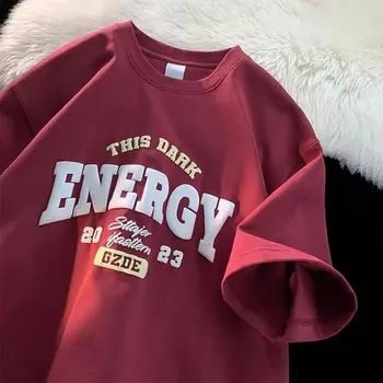 Pánské tričko Pánské vintage tričko s krátkým rukávem Energy Barva: Vínová, Velikost: 3XL