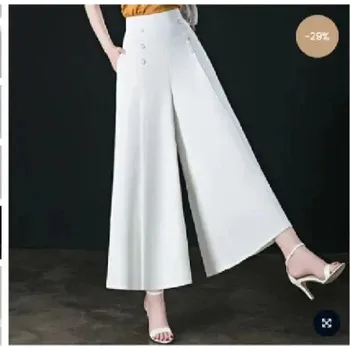 Dlouhé volné kalhoty – s efektem sukně, pohodlný střih Barva: Bílá, Velikost: 2XL