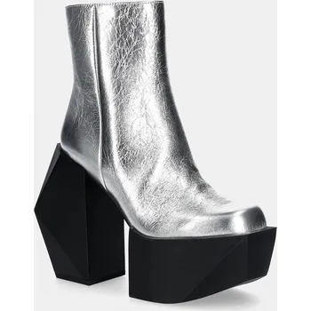 Dámské kozačky Kožené kotníkové boty United Nude Stage Boot dámské, stříbrná barva, na podpatku, 1075314116 SLV, EUR 41