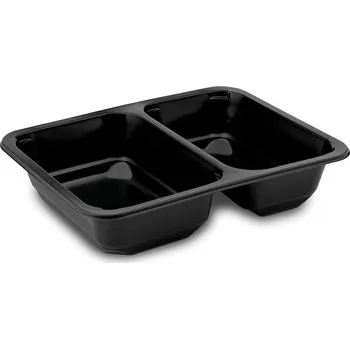 Krabice na pečivo Menu mísa dvoudílná 227x178x50 mm / černá / 50 kusů