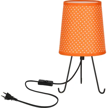 Lampička Noční lampička do ložnice Smally moderní černá s oranžovým puntíkovaným stínidlem 30 cm