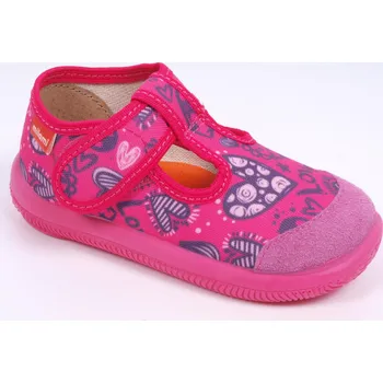 Dívčí bačkory Bačkůrky botičky MILAMI 226-2LS tm. růžové se srdíčky lehké flexibilní velikost: 26
