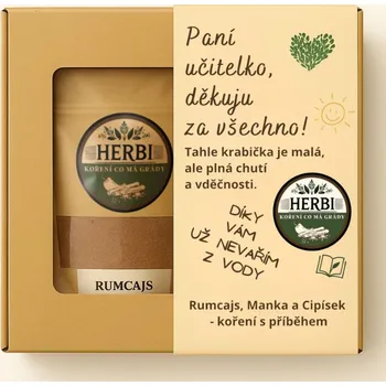 Dárkový potravinový koš Herbi Dárková sada pro paní učitelku Rumcajs, Manka a Cipísek