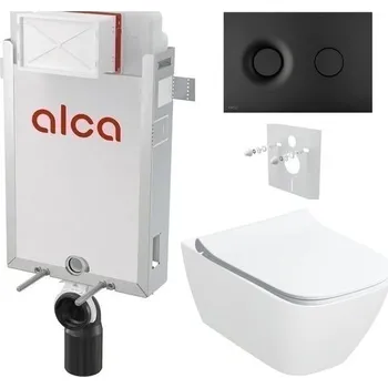 Alcadrain Set modul k zazdění, WC Smyle Sq., sedátko s tlač.černá mat M1978 KAE171