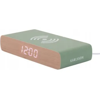 Budík Budík hodiny digitální zelený s indukční nabíječkou RETRO FLAT