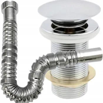 Sifon Zátka klik klak + natahovací sifon komplet chrom