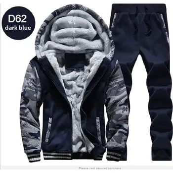 Zimní pánská souprava – zateplená mikina s kapucí a tepláky Barva: Tmavě Modrá, Velikost: M