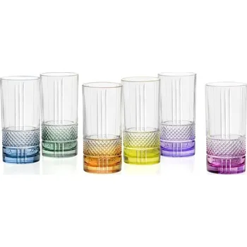 Sklenice RCR BRILLANTE COLOUR LONG SKLENICE NA VODU 370ML SADA 6 KS