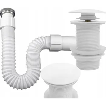 Sifon Sifon k umyvadlu roztažitelný zesílený + výpusť klik klak bílá bez přepadu