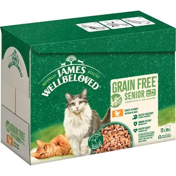 Krmivo pro kočku 48x85g James Wellbeloved Grain Free Senior Cat Hypoallergenic krůtí