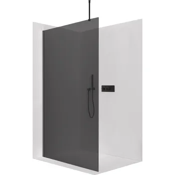 CERANO - Sprchová zástěna Walk-in Onyx Top Round L/P - 10 mm - kulatá vzpěra - černá matná, grafitové sklo - 120x200 cm