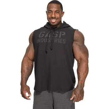 Pánské tílko Gasp THERMAL SL HOODIE WASHED BLACK– mikina bez rukávů Gasp sepraná černá Velikost: XXL
