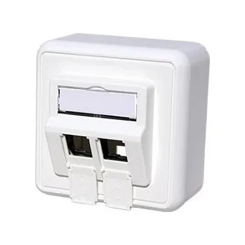 Elektroinstalační krabice TELEGARTNER Zásuvka na omítku pro 2x Keystone modul, bílá (100021382) - 25.16.8586