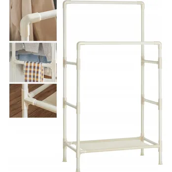 Věšák Stojanový věšák na oblečení Songmics bílý kovový 157x44,5x84 cm s 5 háčky