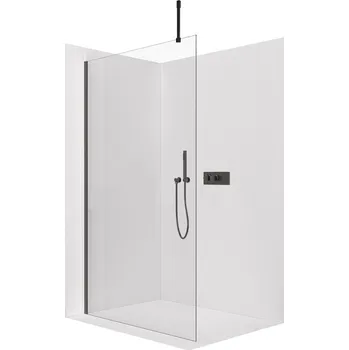 CERANO - Sprchová zástěna Walk-in Onyx Top Cube L/P - 10 mm - hranatá vzpěra - černá matná, transparentní sklo - 160x200 cm