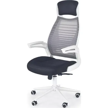 Kancelářská otočná židle FRANKLIN — síť / látka, bílá / černá, nosnost 130 kg