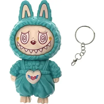 Klíčenka ve stylu Labubu - měnící výrazy, 10 cm přívěsek na klíče - Tyrkysová