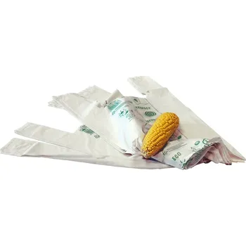 Nákupní taška Kompostovatelné tašky 28+14x50 cm/ 50 ks / bílá + potisk