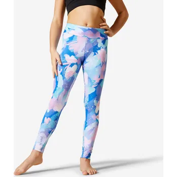 Dámské legíny DOMYOS Gymnastické legíny s vysokým pasem 12-13 LET MODRÁ