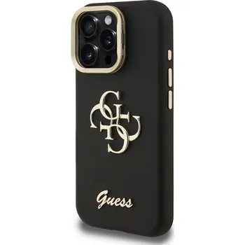 Pouzdro na mobilní telefon Kryt GUESS Grained 4G pro Apple iPhone 15 Pro Max - stojánek v rámečku kamery - umělá kůže - černý