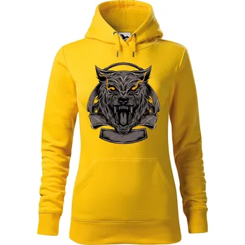 Dámská mikina DOBRÝ TRIKO Dámská mikina s potiskem Vlčí hlava Velikost dámské mikiny: L, Barva: Žlutá