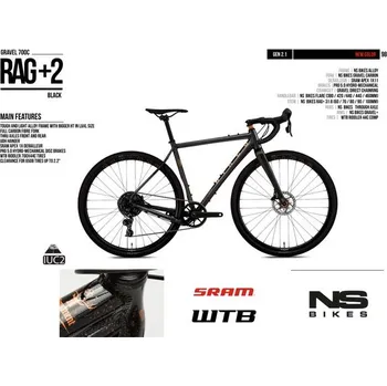 Silniční kolo NS Bikes Gravel kolo NS Bikes RAG + 2 Black 2025 Hydra - S 155 -170 cm