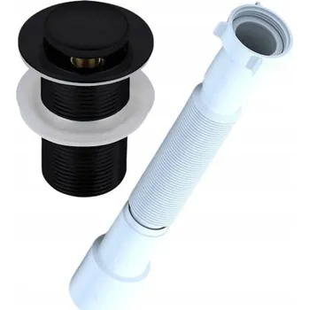 Sifon Flexibilní sifon k umyvadlu + zátka klik klak bez přepadu, černý